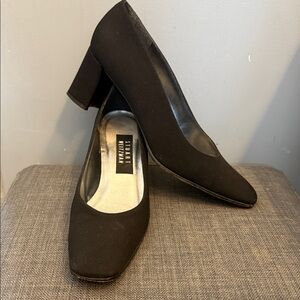 Stuart Weitzman Square Toe, Black Block Heel Pumps size 7 AA Vintage